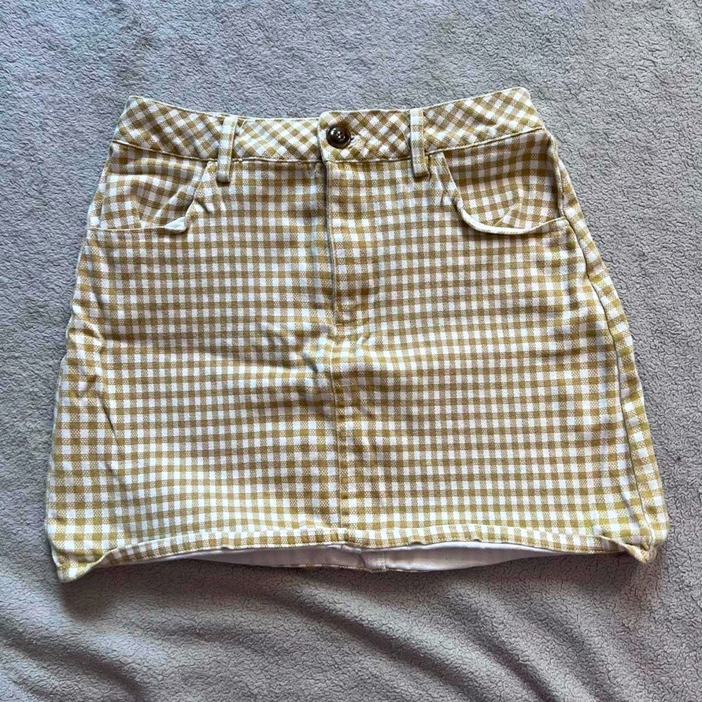 Kendall + Kylie checkered patterned mini skirt